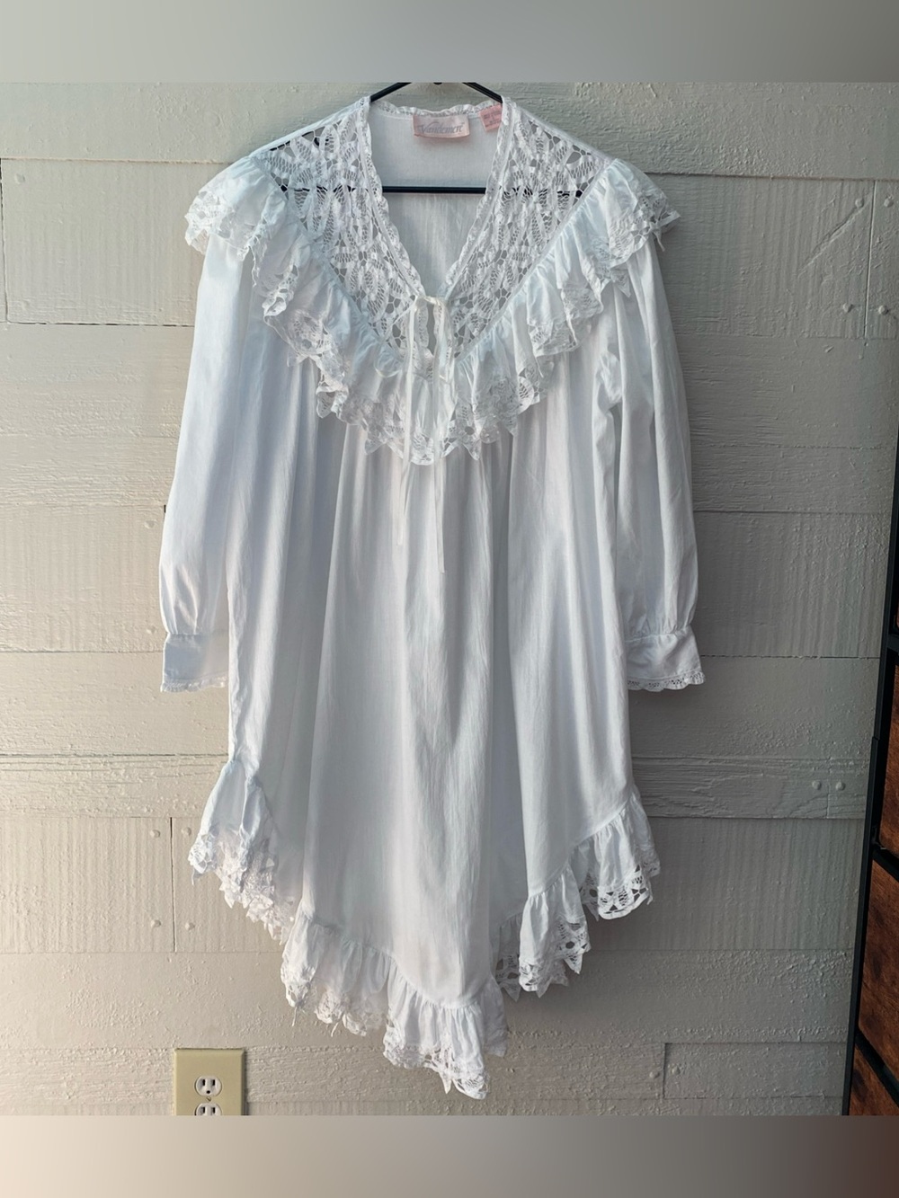 Vtg Vandemere Nightgown Small White Cotton Lace Ruffle Victorian Cottagecore